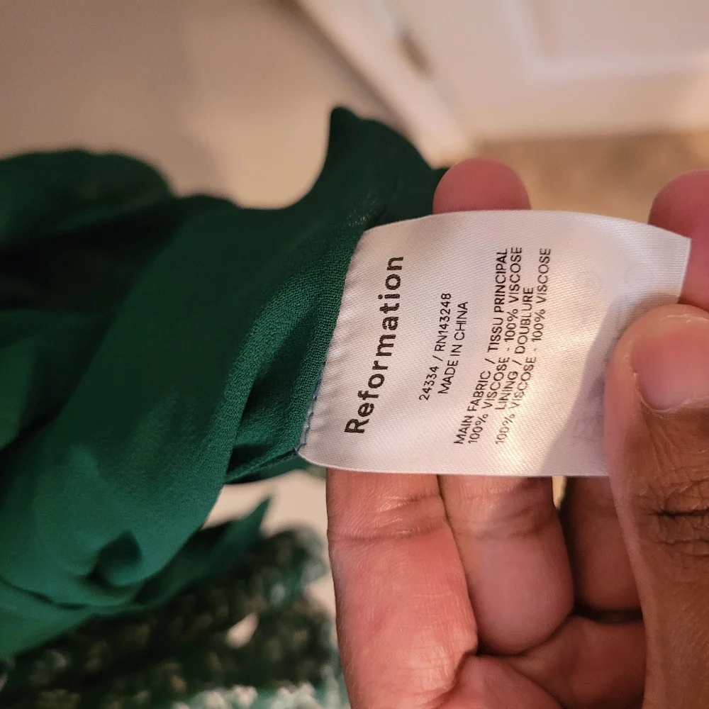 Reformation Cammi Forest Green Plus Size Dress. Dainty Floral Pattern. Size 22 - Picture 12 of 12